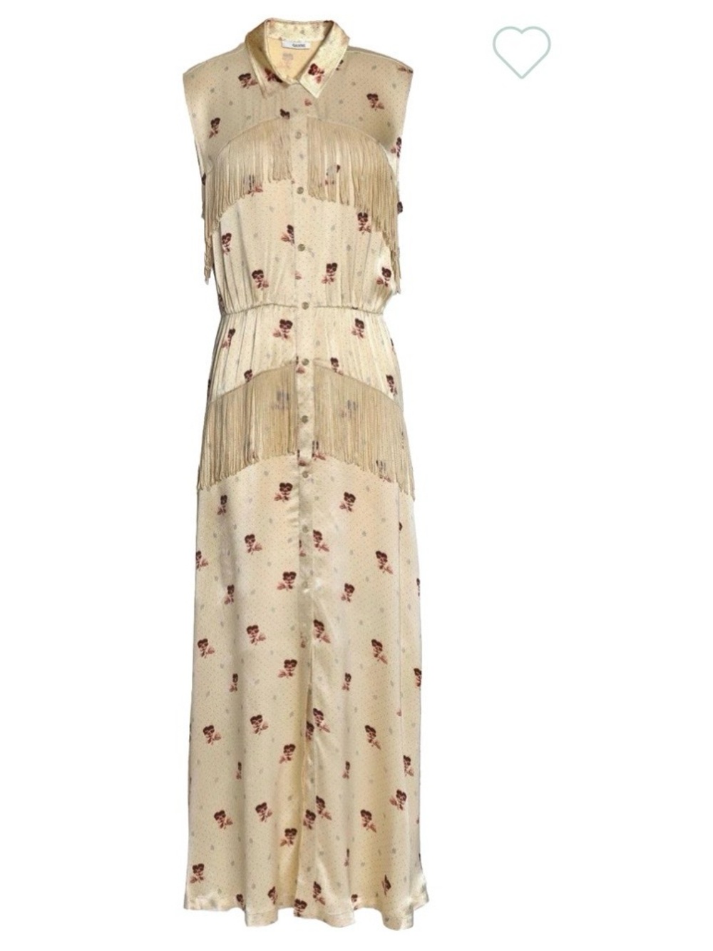 Ganni Cream Floral Fringe Maxi Dress